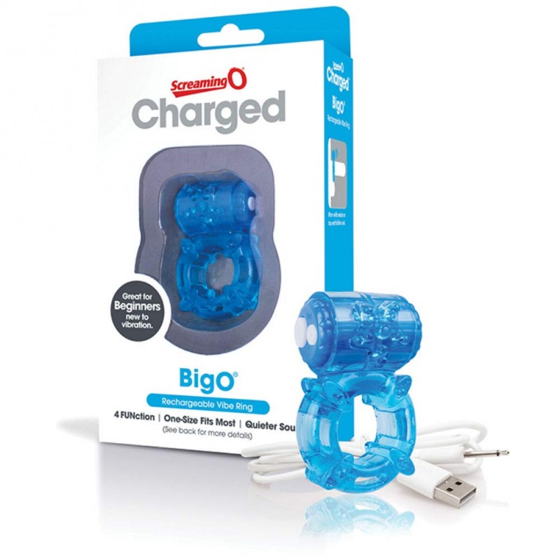 Charged Big O by The Screaming O USB  Vibe Ring - Blue